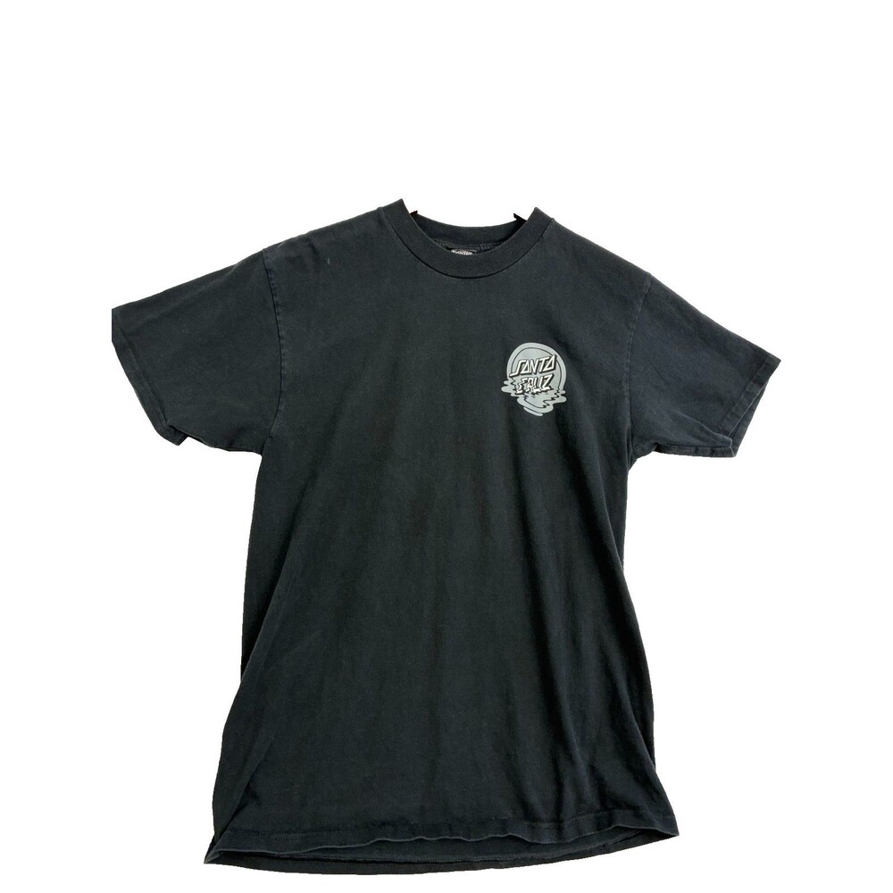 Santa Cruz Mens Medium Black T Shirt Reflective Logo Front Back Skateboard Tee
